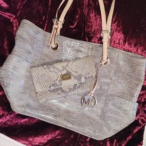 Michael Kors snake skin bag an wallet combo